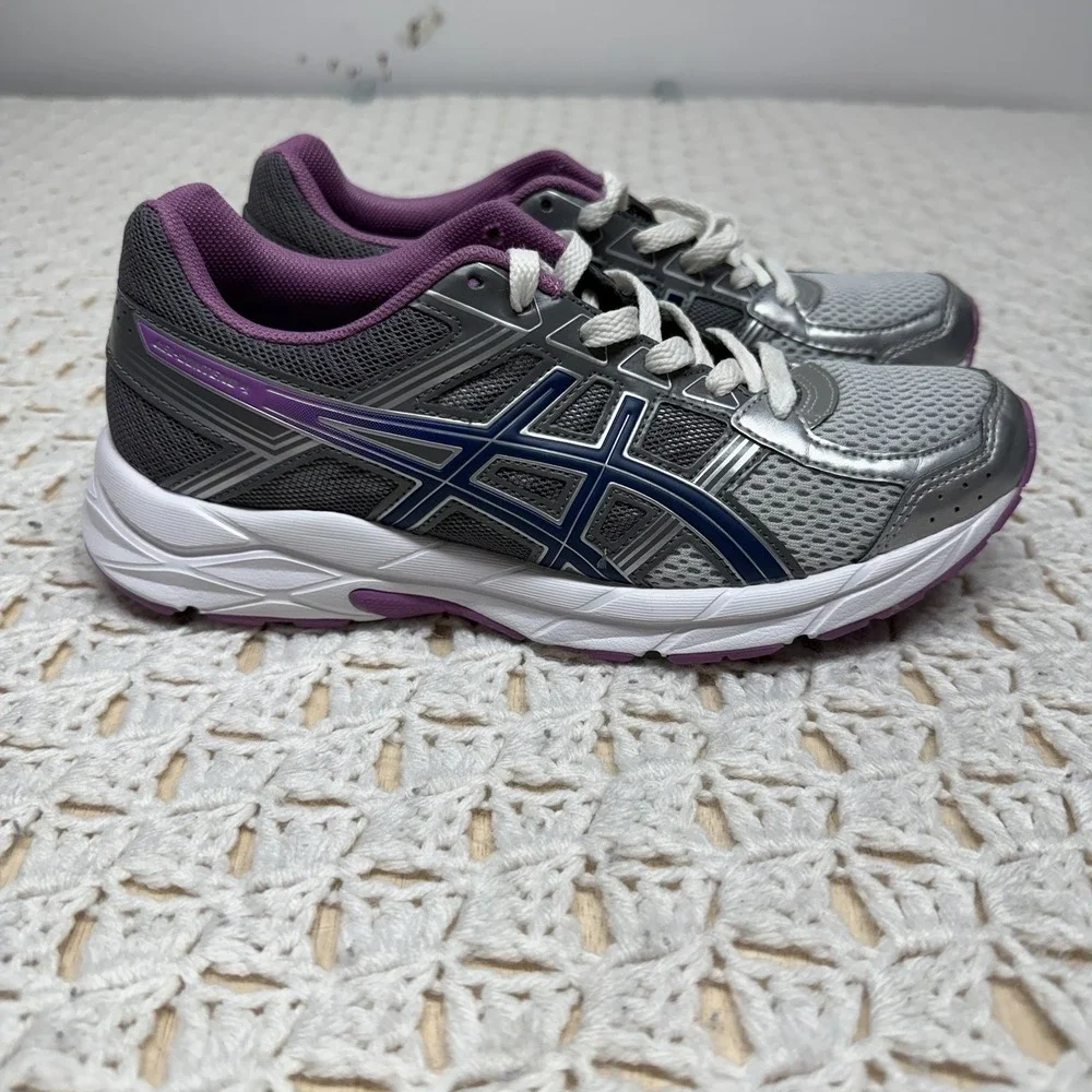 Asics Womens Running Shoes Sneakers Size 7.5 Gray Gel Contend 4 T765N